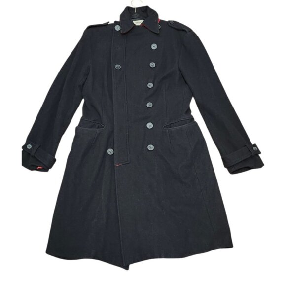 OPERATIONS NYC Black Wool Cashmere Military Peacoat Trench Coat Small USA Made - Picture 3 of 16